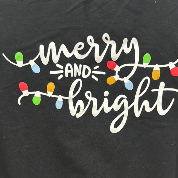 Black Sweatshirt with Merry & Bright Print for the Holidays - Picture 2 of 2